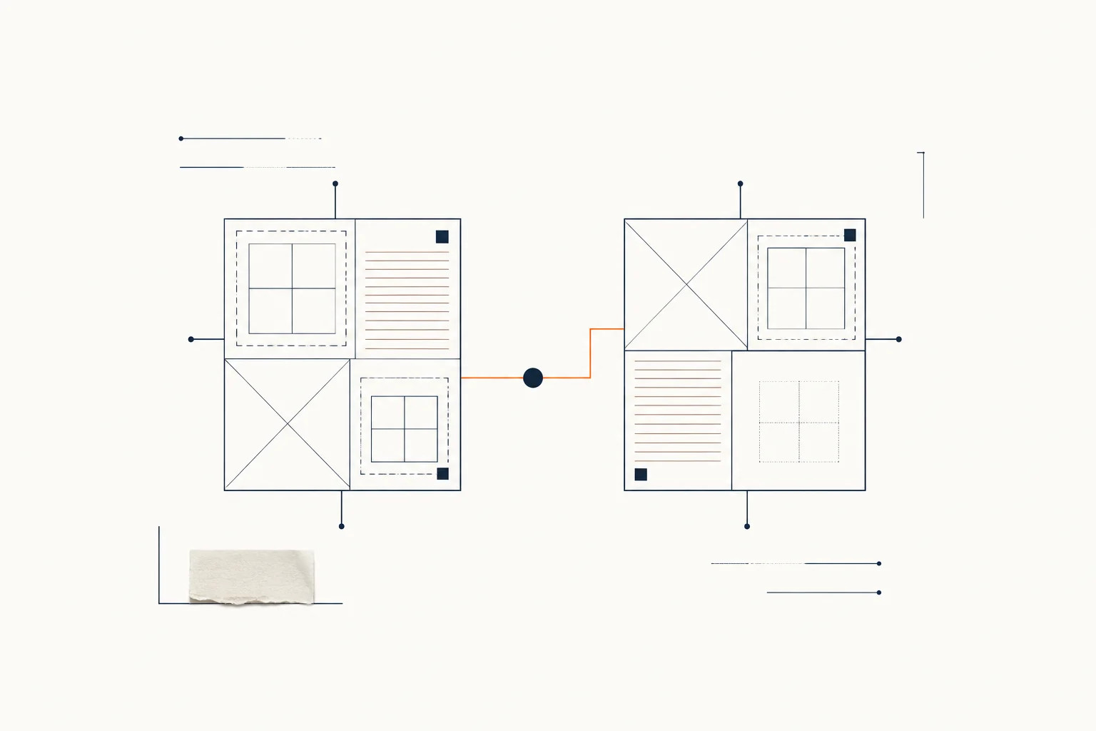 Editorial illustration of two software systems connected by an integration route