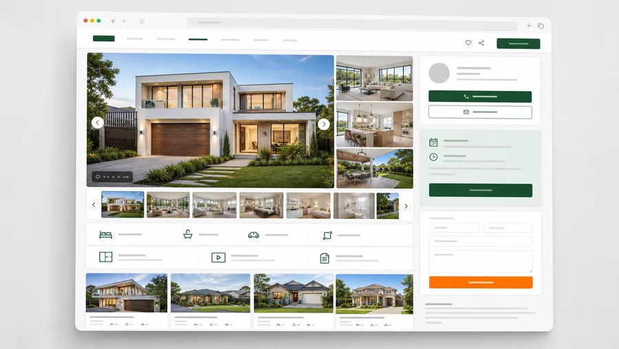 Real estate listing page with property media and enquiry information