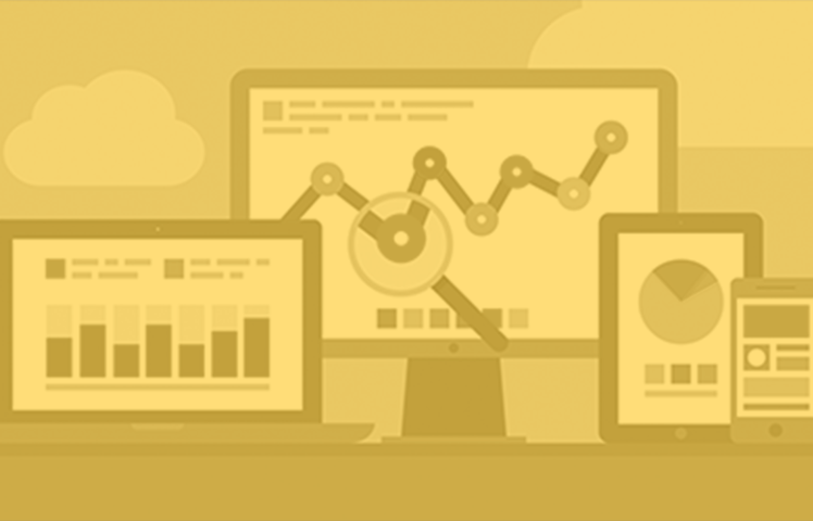 Analytics reports displayed across desktop, tablet, and mobile screens