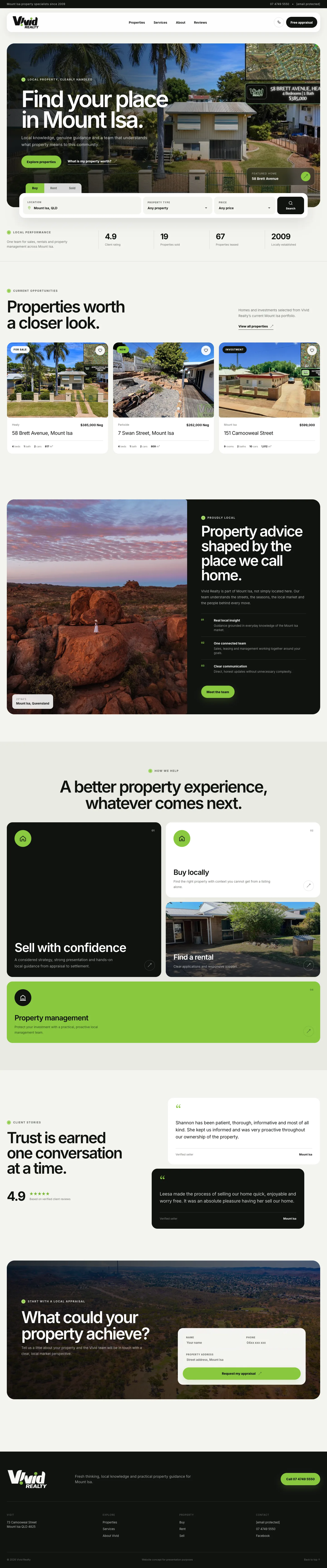 Full-length Vivid Realty WP Listed green and black design concept