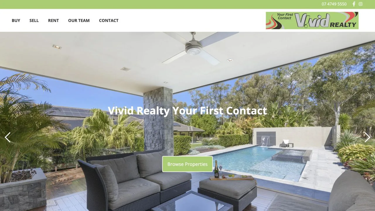 Vivid Realty website before the WP Listed design concept